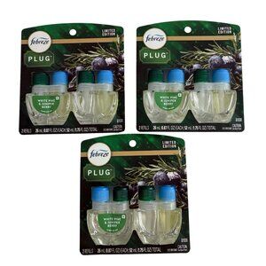 3 Twin Packs-Febreze Plug In WINTER SPRUCE Scent Air Freshener REFILL = 6